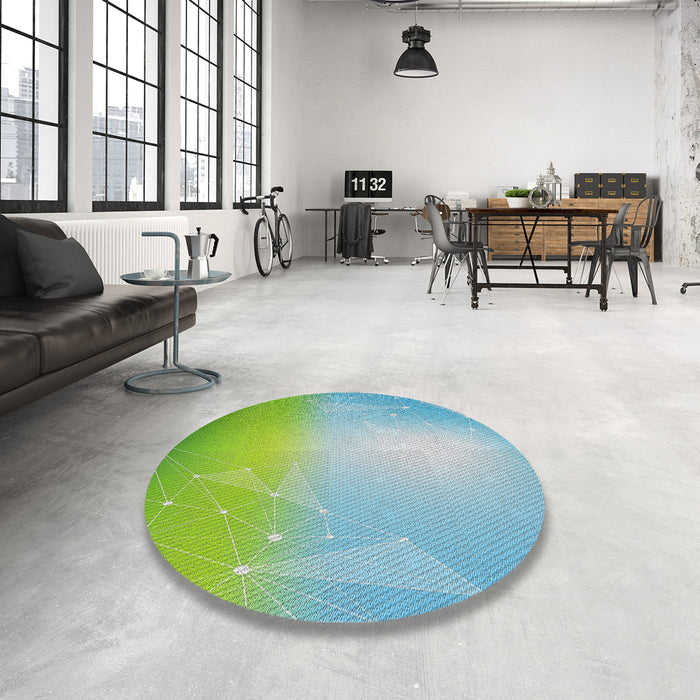 Round Patterned Mint Green Novelty Rug in a Office, pat3306