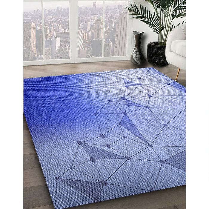 Patterned Sky Blue Rug in Family Room, pat3307blu