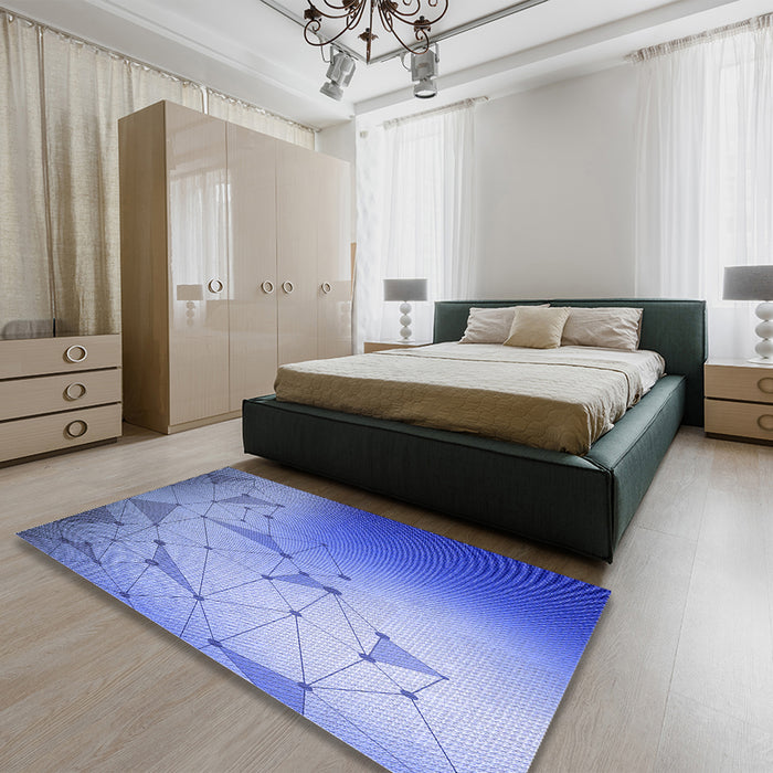 Patterned Sky Blue Rug in a Bedroom, pat3307blu