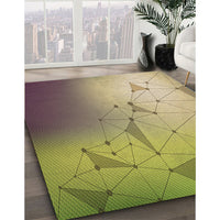 Patterned Metallic Gold Rug, pat3307brn