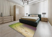 Patterned Metallic Gold Rug in a Bedroom, pat3307brn