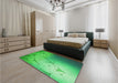 Patterned Neon Green Rug in a Bedroom, pat3307grn