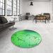 Round Patterned Neon Green Rug in a Office, pat3307grn