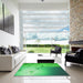 Square Patterned Neon Green Rug in a Living Room, pat3307grn