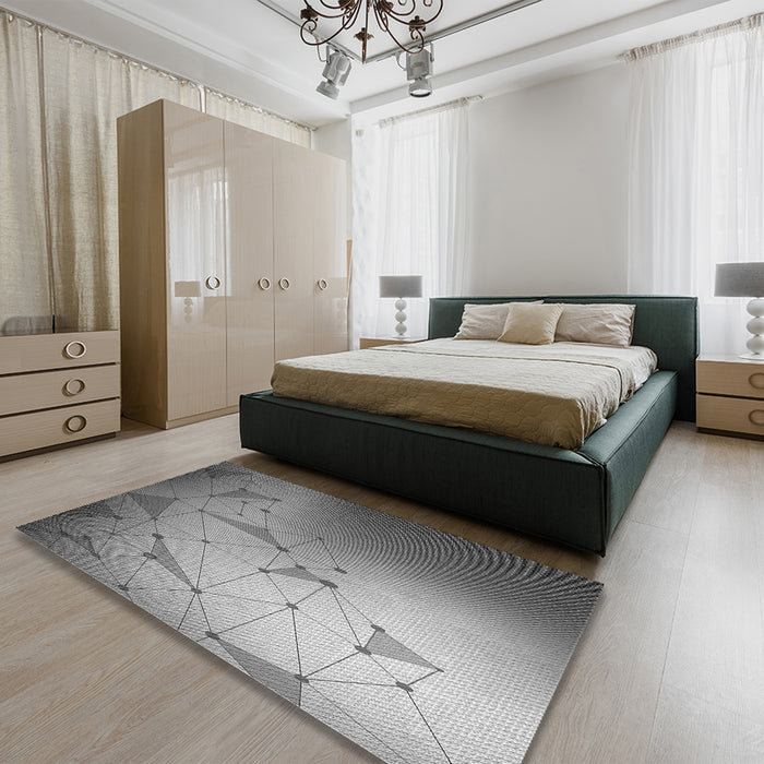 Patterned Cloud Gray Rug in a Bedroom, pat3307gry