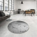 Round Patterned Cloud Gray Rug in a Office, pat3307gry