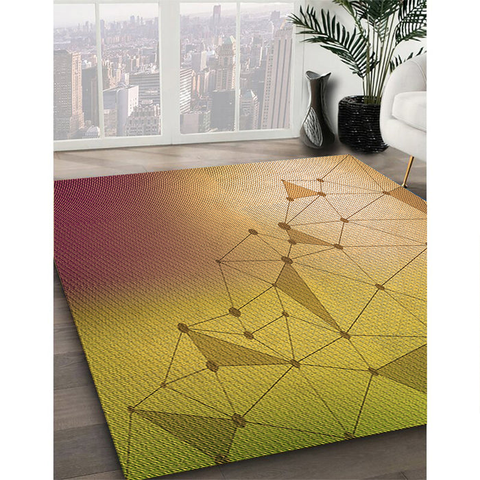 Patterned Yellow Rug in Family Room, pat3307org