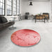 Round Patterned Ruby Red Rug in a Office, pat3307rd