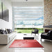 Square Patterned Ruby Red Rug in a Living Room, pat3307rd