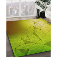 Patterned Dark Yellow Green Rug, pat3307yw