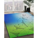 Patterned Green Novelty Rug in Family Room, pat3307