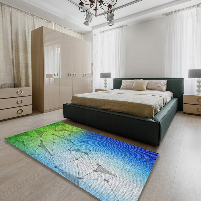 Machine Washable Transitional Green Rug in a Bedroom, wshpat3307