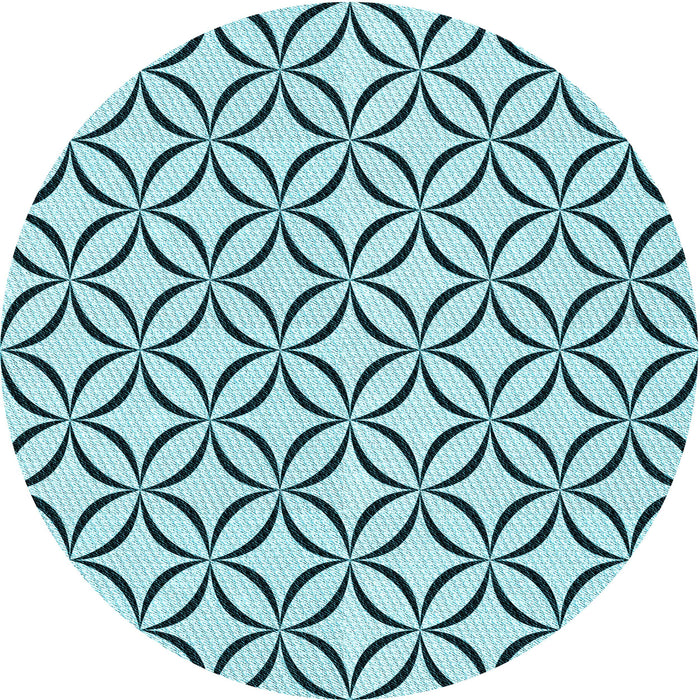 Square Patterned Aquamarine Stone Green Rug, pat3308lblu