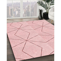 Patterned Pastel Red Pink Rug, pat3309rd