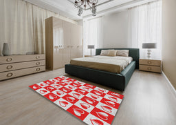 Patterned Red Novelty Rug in a Bedroom, pat330