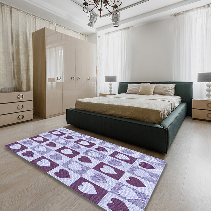 Patterned Blue Rug in a Bedroom, pat331blu