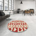 Round Patterned Red Rug in a Office, pat331brn