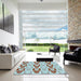 Square Patterned Blue Rug in a Living Room, pat331lblu