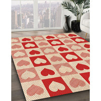 Patterned Deep Peach Orange Rug, pat331org