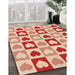 Patterned Deep Peach Orange Rug in Family Room, pat331org