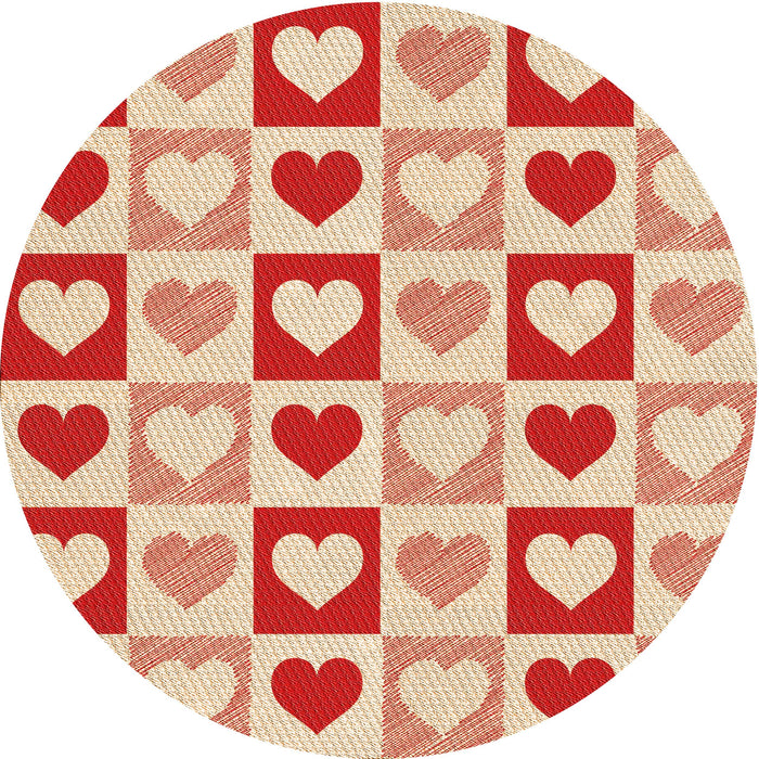 Square Patterned Deep Peach Orange Rug, pat331org