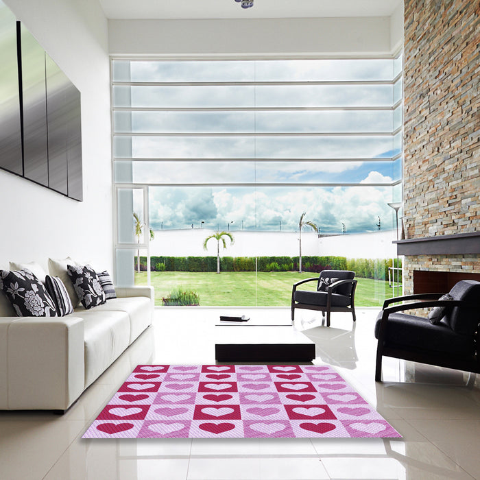 Machine Washable Transitional Neon Hot Pink Rug in a Kitchen, wshpat331pur