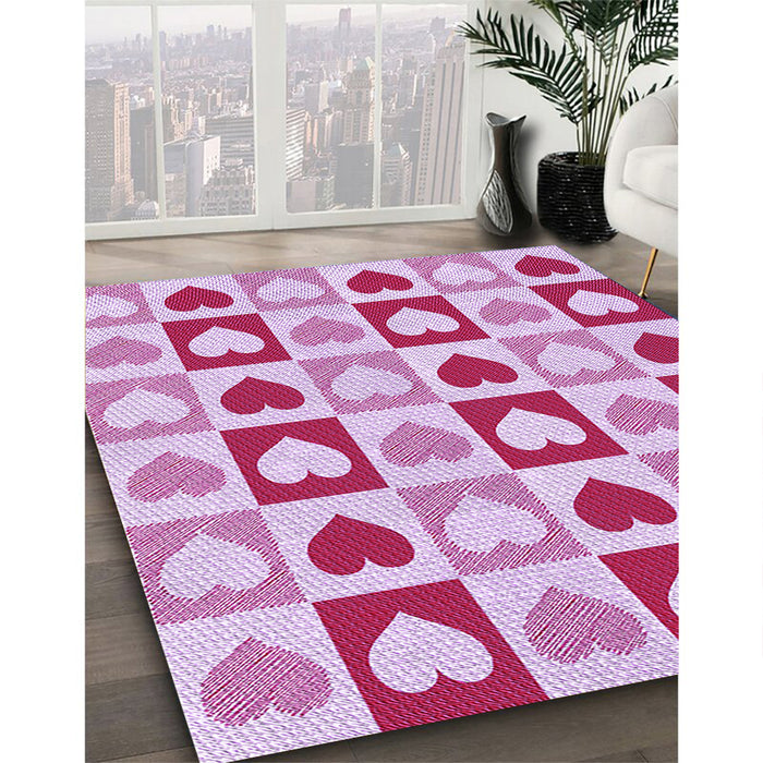 Machine Washable Transitional Neon Hot Pink Rug in a Family Room, wshpat331pur
