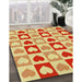 Patterned Orange Red Orange Rug in Family Room, pat331yw