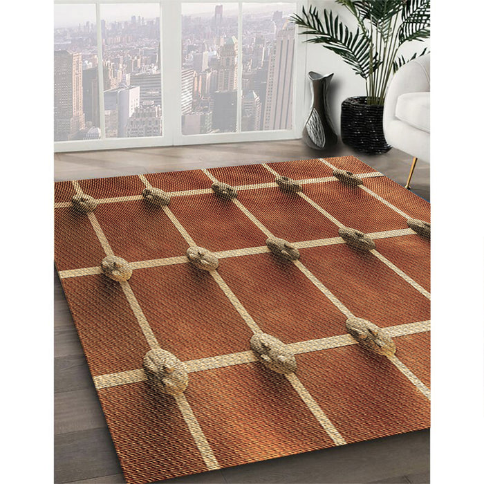 Machine Washable Transitional Orange Rug in a Family Room, wshpat3310brn