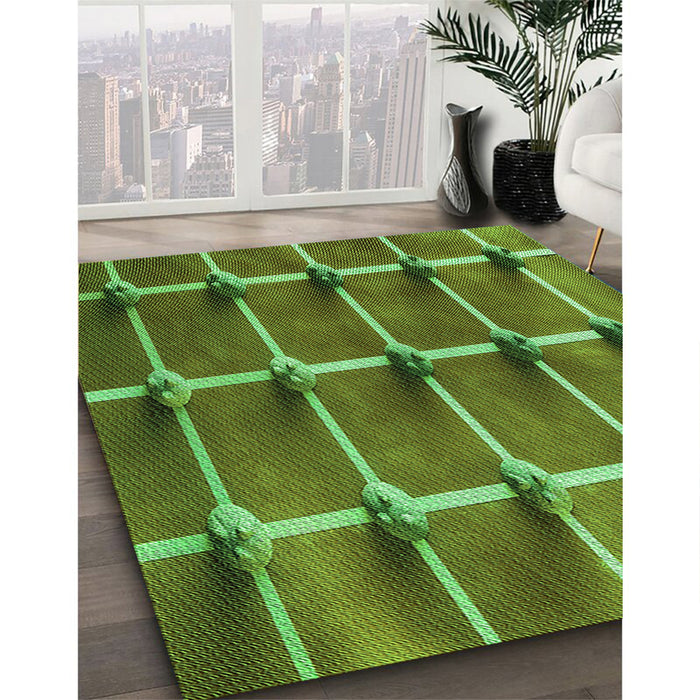Machine Washable Transitional Army Green Rug in a Family Room, wshpat3310grn