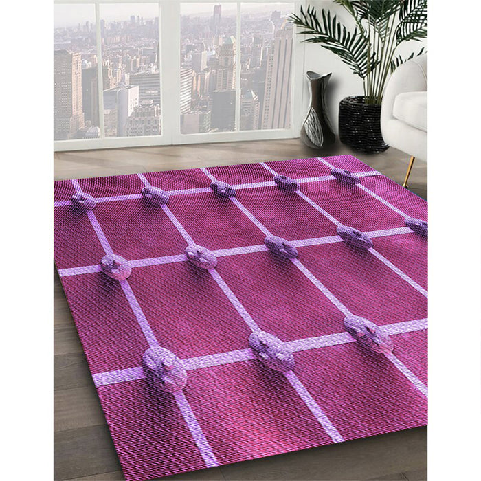 Machine Washable Transitional Medium Violet Red Pink Rug in a Family Room, wshpat3310pur