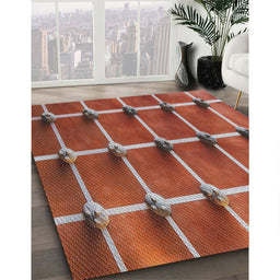 Patterned Sunrise Orange Abstract Machine Washable Rug in a Family Room, wshpat3310