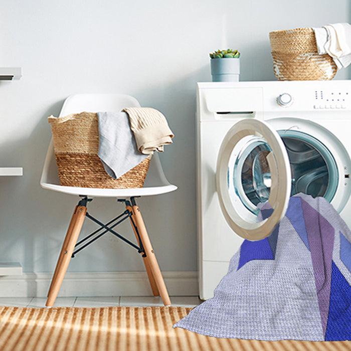 Machine Washable Transitional Blue Rug in a Washing Machine, wshpat3311blu