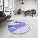 Round Patterned Blue Rug in a Office, pat3311blu