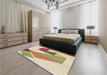 Patterned Khaki Gold Rug in a Bedroom, pat3311brn