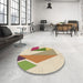 Round Patterned Khaki Gold Rug in a Office, pat3311brn