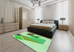 Patterned Green Rug in a Bedroom, pat3311grn