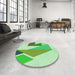 Round Patterned Green Rug in a Office, pat3311grn