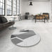 Round Patterned Gray Rug in a Office, pat3311gry