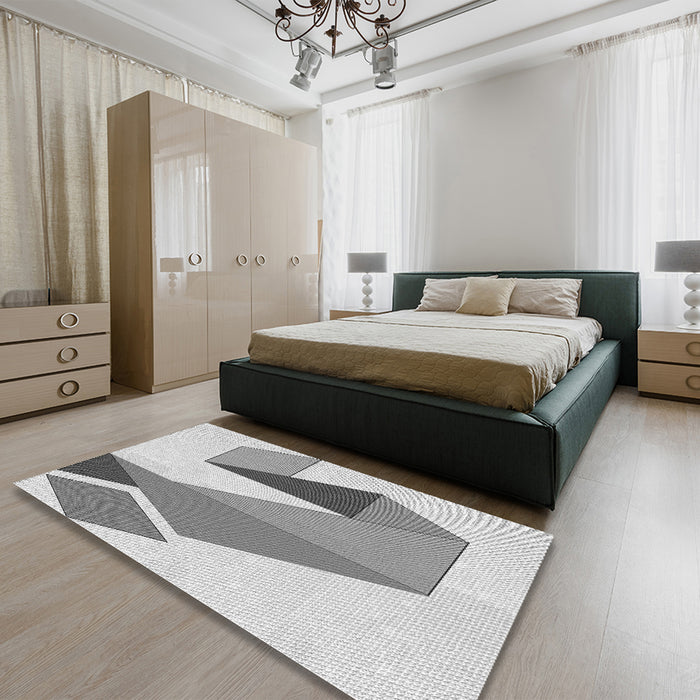 Patterned Gray Rug in a Bedroom, pat3311gry