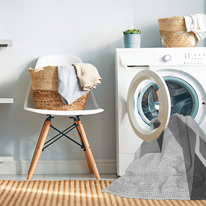 Machine Washable Transitional Gray Rug in a Washing Machine, wshpat3311gry