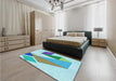 Patterned Blue Rug in a Bedroom, pat3311lblu