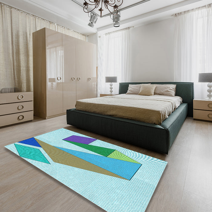 Patterned Blue Rug in a Bedroom, pat3311lblu