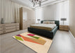 Patterned Khaki Gold Rug in a Bedroom, pat3311org