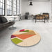 Round Patterned Khaki Gold Rug in a Office, pat3311org