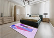 Patterned Blossom Pink Rug in a Bedroom, pat3311pur