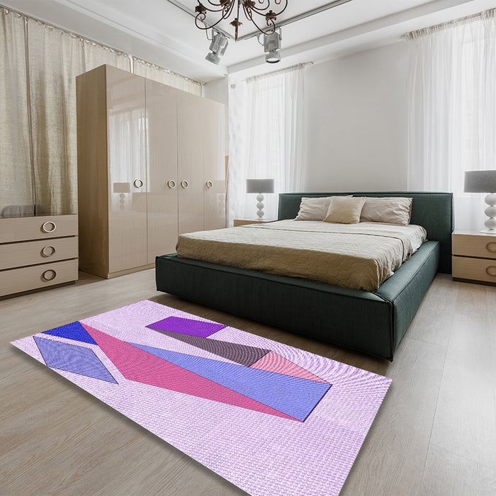 Patterned Blossom Pink Rug in a Bedroom, pat3311pur