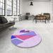 Round Patterned Blossom Pink Rug in a Office, pat3311pur