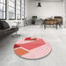 Round Patterned Pink Rug in a Office, pat3311rd