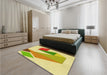 Patterned Tea Green Rug in a Bedroom, pat3311yw